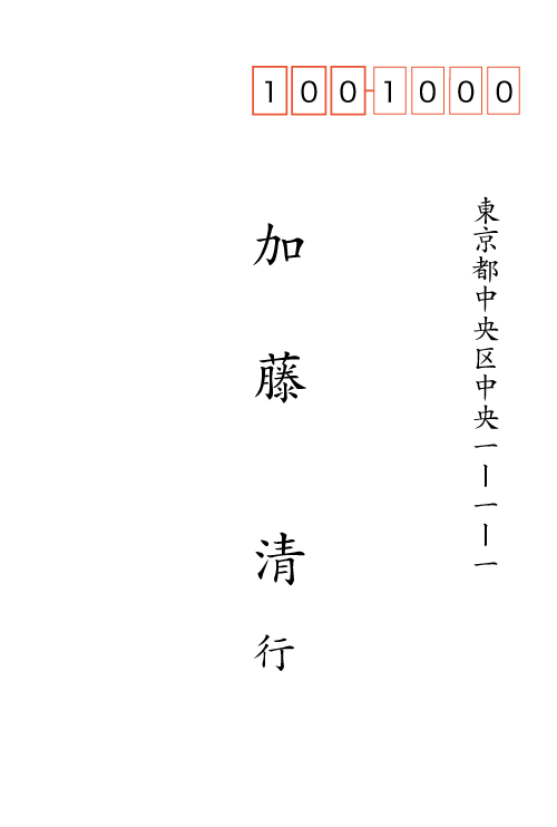 返信用官製ハガキ宛名面　挨拶状見本