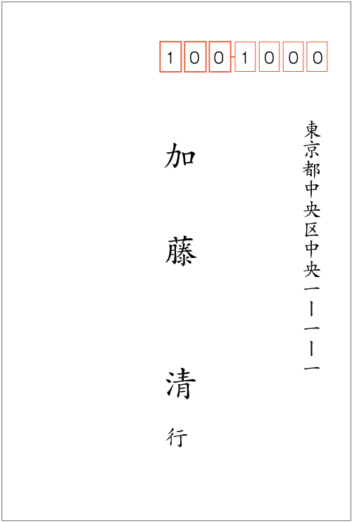 偲ぶ会　親族　返信ハガキ宛名見本