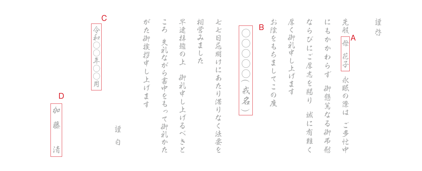 AD01七七日忌明け　法要の御礼　奉書　挨拶状見本