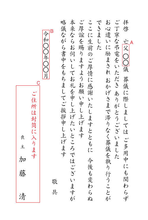 aj02弔電のお礼　挨拶状見本