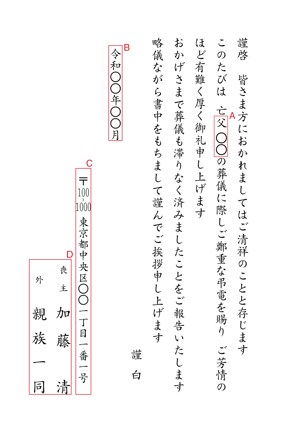 aj03弔電のお礼状3　挨拶状見本