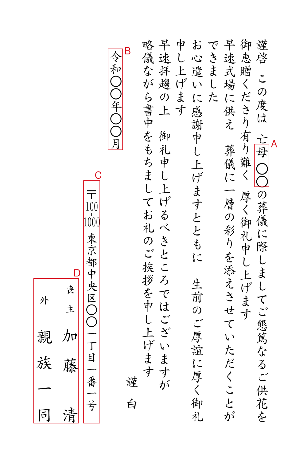 aj05ご供花のお礼状1　挨拶状見本