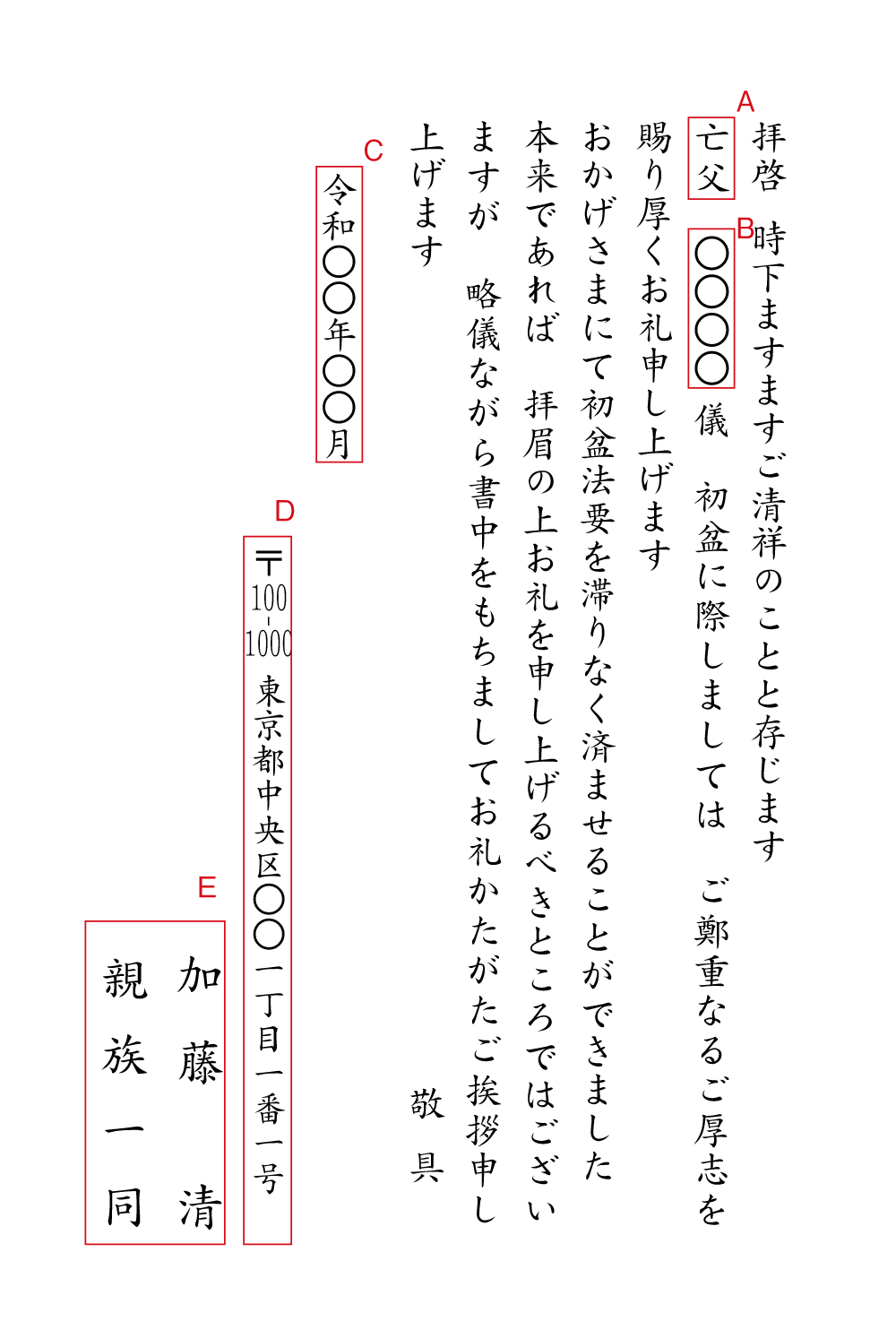 ak02初盆のお礼状2　挨拶状見本