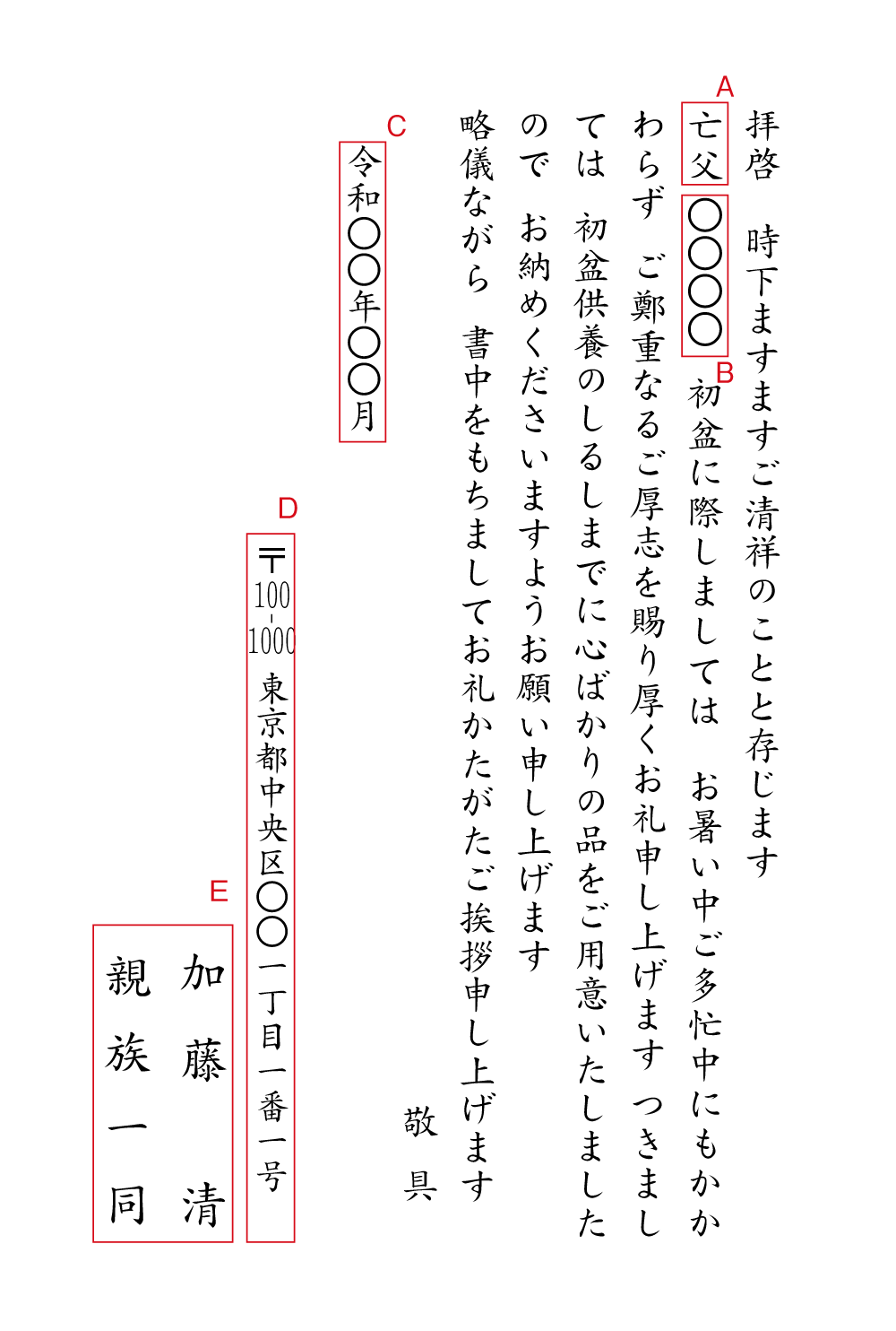 ak04初盆のお礼状　挨拶状見本