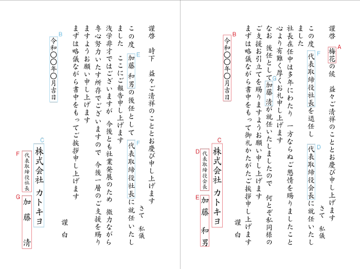 4 社長交代（新旧併記-2） 見本