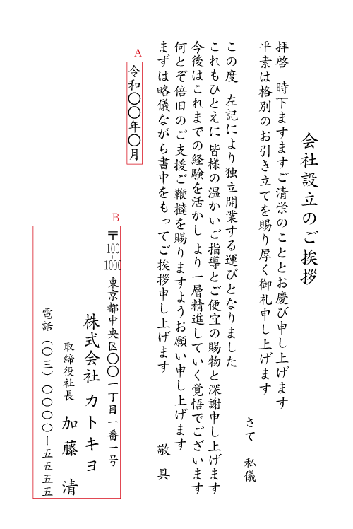 開業 会社設立挨拶状 送料無料 最短当日 1枚 注文ok 挨拶状通販