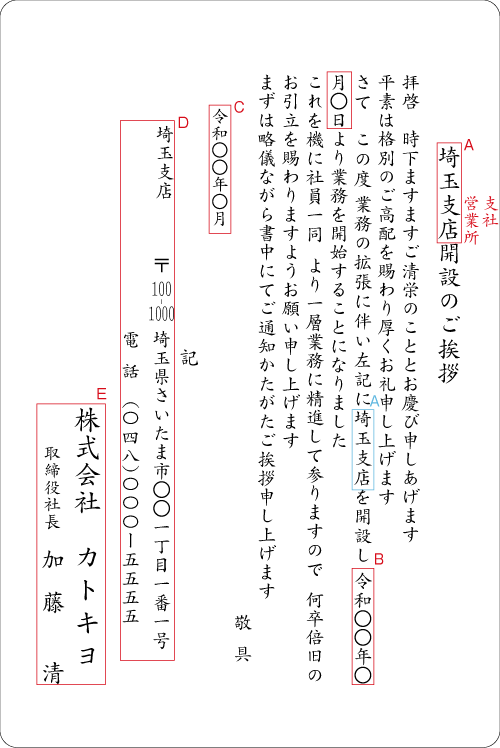 be01営業所開設のご挨拶　単カード　見本