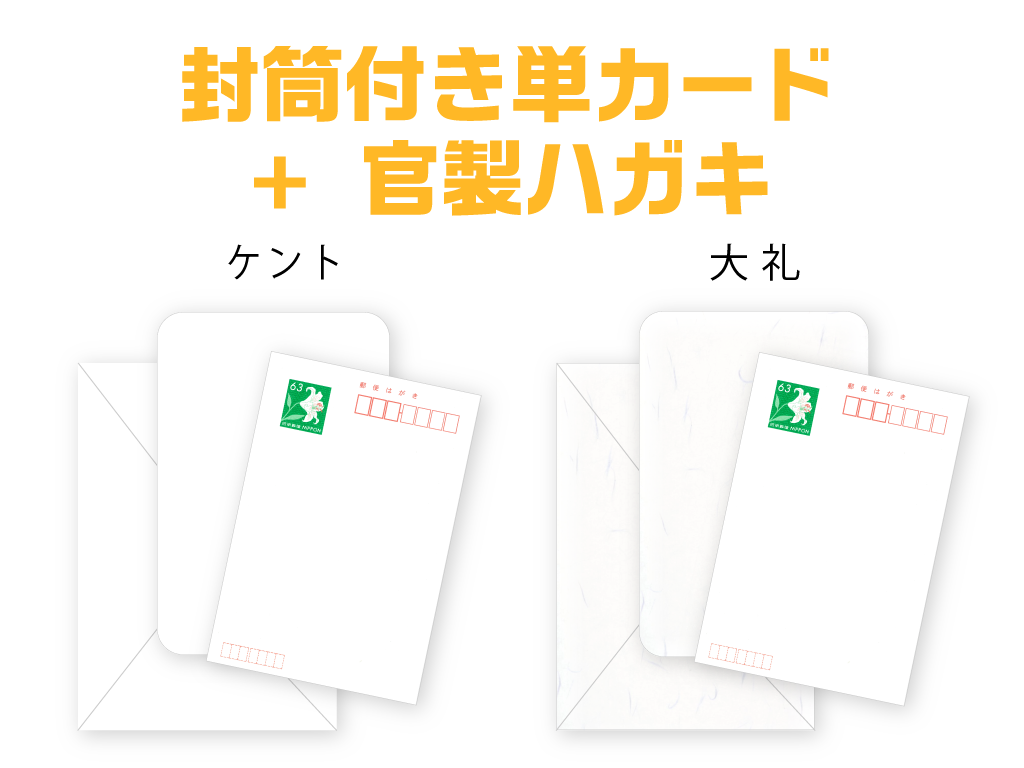 封筒付単カード＋ハガキ　オリジナル文章注文ボタン