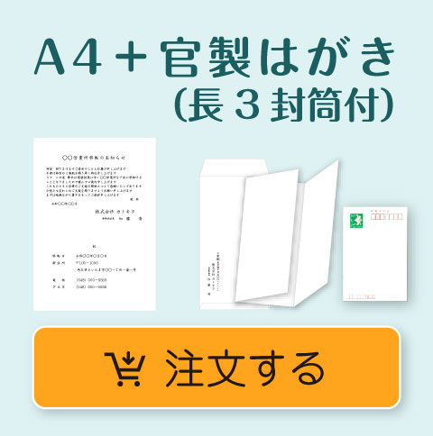 A4用紙（三折加工・長3封筒付）