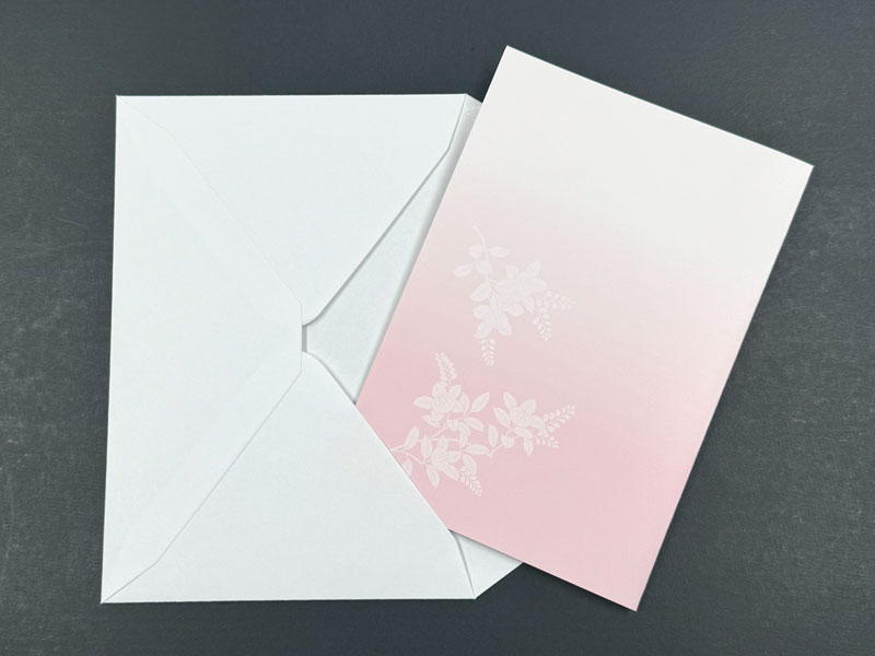 挨拶状　封筒付2つ折カード絵柄　ピンク